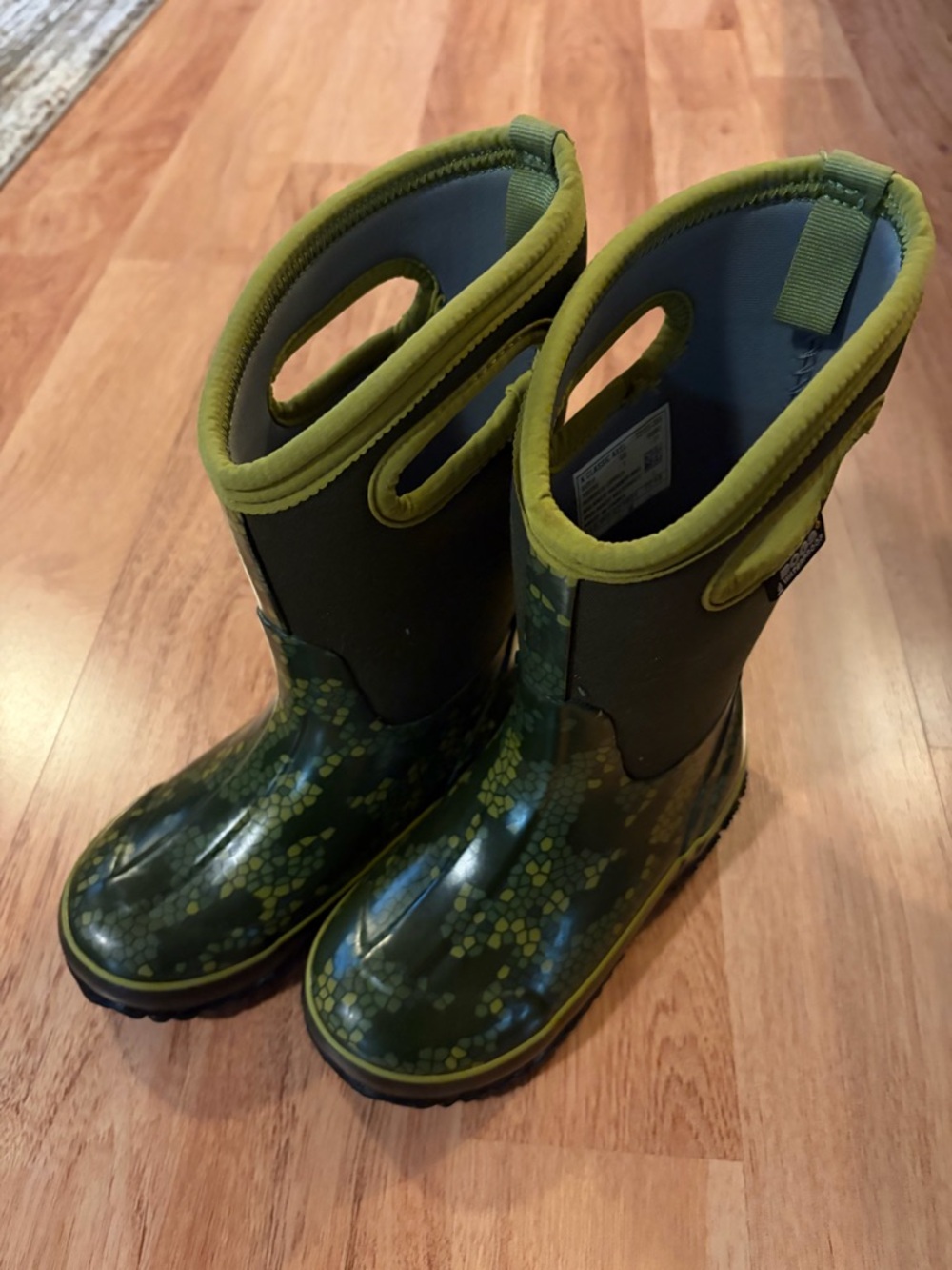 Bogs Green Patterned Kids Rain & Snow Boots